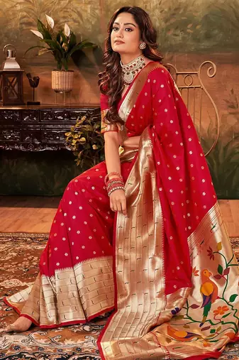 Navy blue floral zari banarasi saree