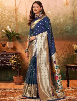 Purple ethnic motifs woven design banarasi saree 2