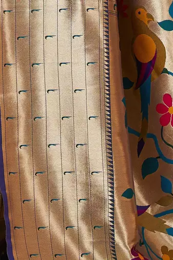 Purple ethnic motifs woven design banarasi saree