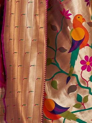 magenta magenta ethnic motifs woven design zari paithani jacquard saree 4