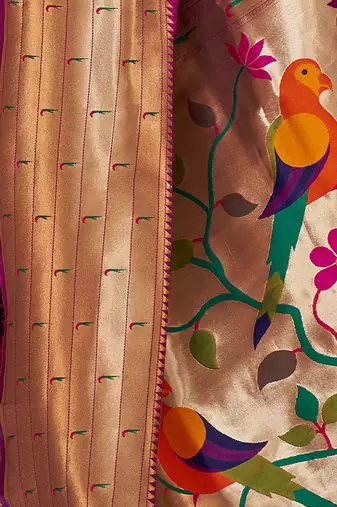 magenta magenta ethnic motifs woven design zari paithani jacquard saree