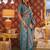blue blue & gold-toned floral woven design zari banarasi saree