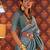 blue blue & gold-toned floral woven design zari banarasi saree