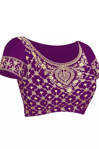 purple purple & gold-toned embroidered pure georgette bandhani saree