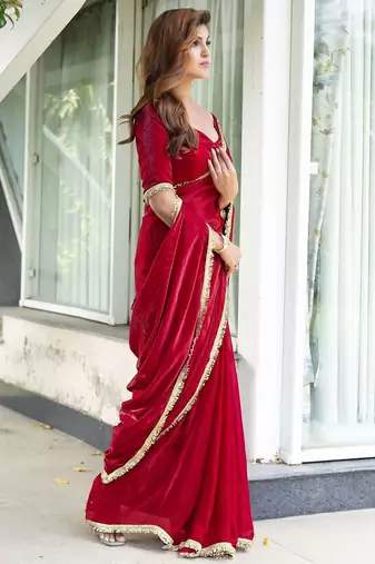Beige floral woven design saree