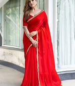 Pink floral printed zari detail saree