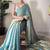 blue sequinned border tissue saree with unstitched blouse piece