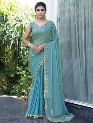 Purple ajrak block print saree with blouse piece 1
