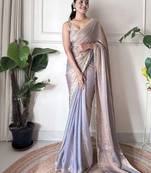 lavender sequinned tissue saree