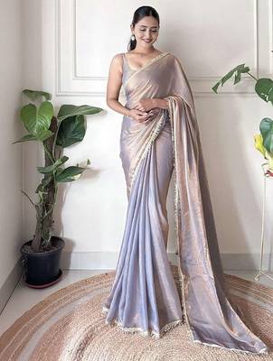 lavender sequinned tissue saree 2