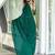 green embroidered satin saree with unstitched blouse piece