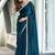 Blue blue & green printed poly georgette bandhani saree