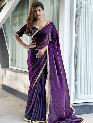pink women embellished satin saree with unstitched blouse 1