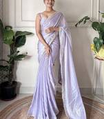 lavender sequinned tissue saree