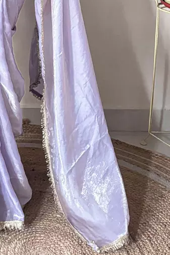 lavender sequinned tissue saree