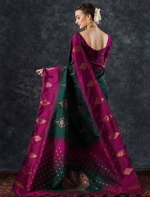 Pink pink & blue woven design zari patola silksaree 2