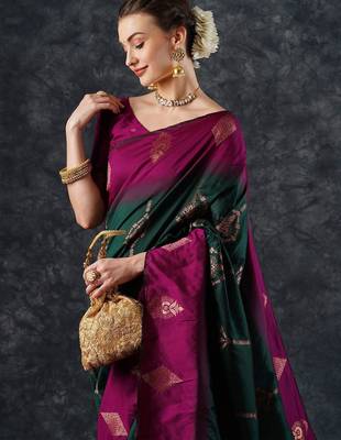 Pink pink & blue woven design zari patola silksaree 4