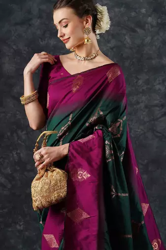 Pink pink & blue woven design zari patola silksaree