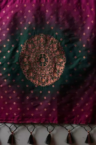 Pink pink & blue woven design zari patola silksaree