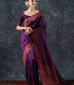 Pink pink & purple zari silk blend patola saree