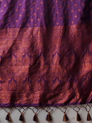 Pink pink & purple zari silk blend patola saree 5