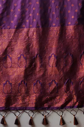 Pink pink & purple zari silk blend patola saree