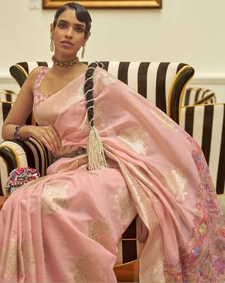 Sea green embellished embroidered net saree with unstitched blouse piece 2