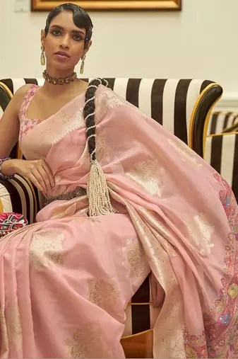 Sea green embellished embroidered net saree with unstitched blouse piece