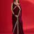 Rust ethnic motifs satin block print saree