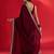 Rust ethnic motifs satin block print saree