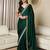 green satin embroidered ready to wear saree