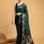 Grey polka dot satin block print saree