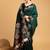 Grey polka dot satin block print saree
