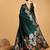 Grey polka dot satin block print saree