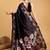 Cream polka dot satin block print saree