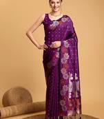 purple ethnic motifs woven design banarasi saree