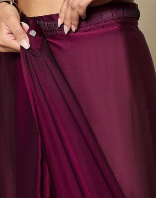 magenta satin ready to wear saree 5