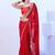 red mirror work embellished saree