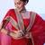 red mirror work embellished saree
