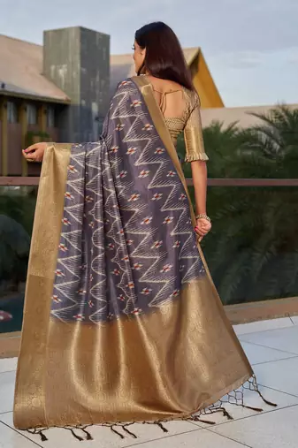 purple purple ethnic motifs woven design saree