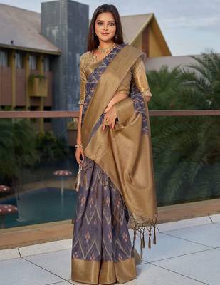 purple purple ethnic motifs woven design saree 4