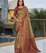beige floral woven design saree