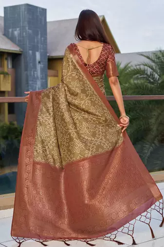 beige floral woven design saree