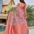 pink floral printed zari detail saree