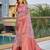 pink floral printed zari detail saree