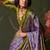 purple ajrak block print saree with blouse piece