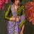 purple ajrak block print saree with blouse piece