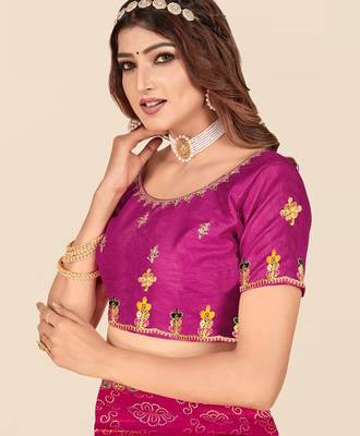 pink pink printed poly georgette half and half  bandhani saree 5