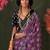 magenta modal ajrak block designer block print sareewith blouse piece