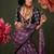 magenta modal ajrak block designer block print sareewith blouse piece